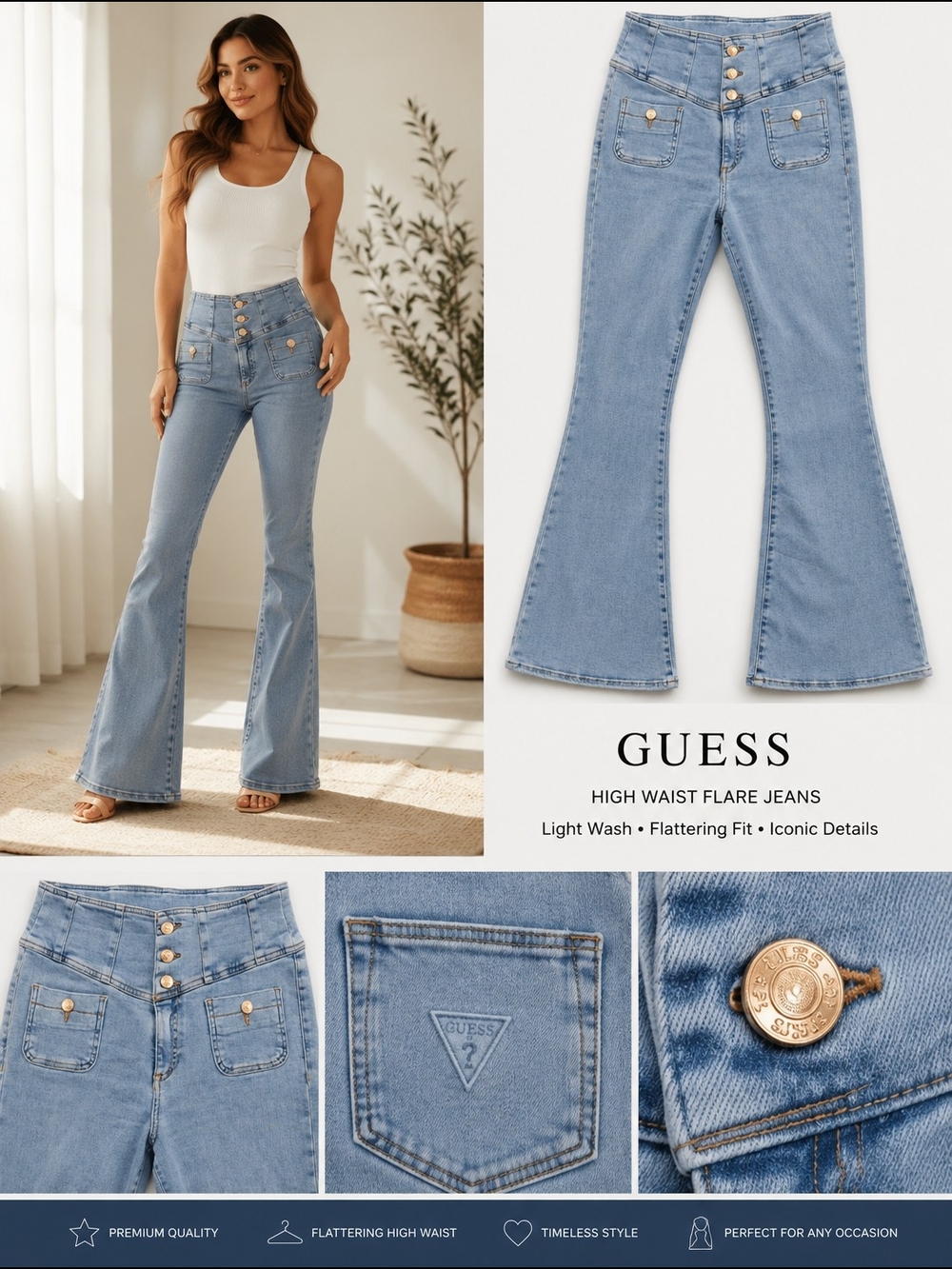 GUESS Women's Kaira High-Rise Flared Jeans